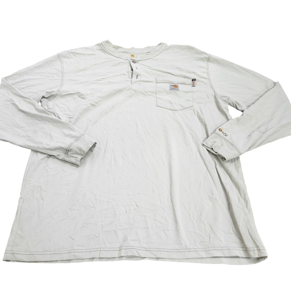 Carhartt FR Force Mens XL Henley Shirt Gray Long Sleeve CAT 2 NFPA 2112 10984